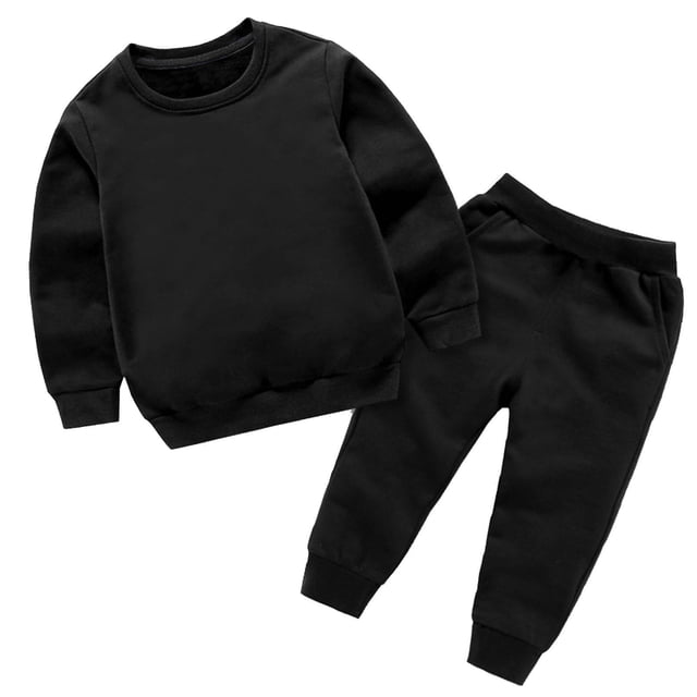 MeetoTime Girls Boys 2 Piece Outfit Basic Pullover Sweatshirt and Jogging Pants Cotton Set for Toddler Kids