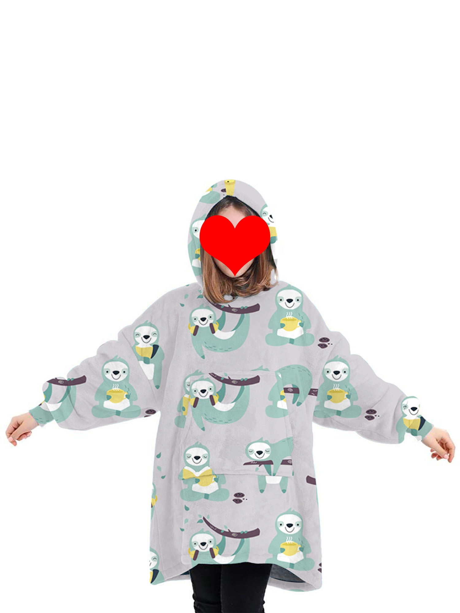 Fortune Matching Family Wearable Blanket Oversized Hoodies Pullover Christmas Pajama
