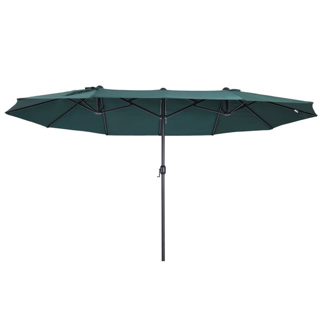 Outsunny Double-sided Patio Umbrella for Pool, Deck, Market, Dark Green