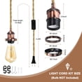 thumbnail image 2 of Unique Bargains 15.4Ft Pendant Light Cord Kit, Plug in E26 Socket Hanging Light with Switch Industrial Vintage Twisted Rope, Red Copper, 2 of 7