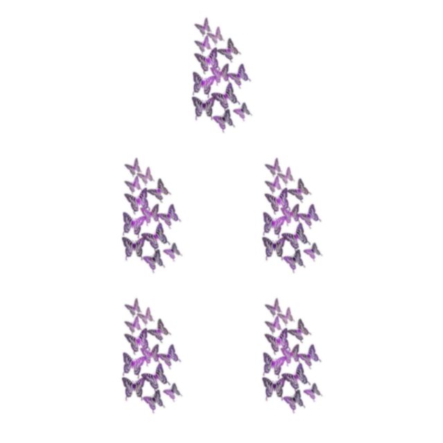 relayinert Decorative Butterflies Wall Stickers - Beautiful Addition To Home Multiple LK12 Purple 5Set