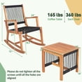 thumbnail image 3 of Costway 3pcs Patio Acacia Wood Bistro Table Rocking Chair Set All-Weather Rope Outdoor, 3 of 10