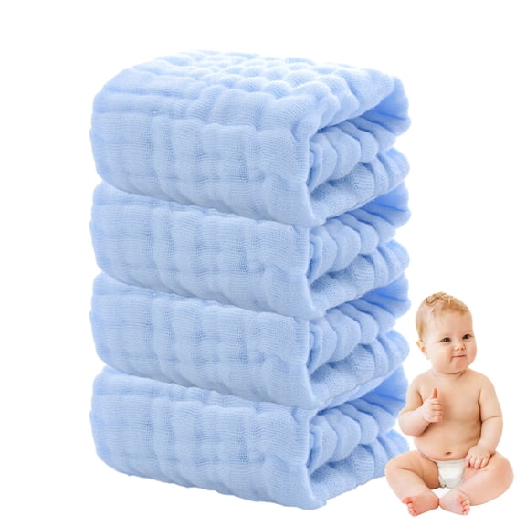 Baby Muslin Washcloths - Soft Face Cloths , Absorbent Bath Face Towels, Pack of 4