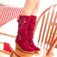 thumbnail image 5 of 2021 Chaussures Plates d'Hiver pour Femmes Bout Rond Compensées Épaisses Bottes à Tige Longue pour Dames, 5 of 5