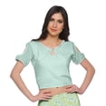 thumbnail image 3 of Moomaya Printed Two Piece Flared Skirt And Crop Top Rayon Ethnic Set For Girls, 3 of 6