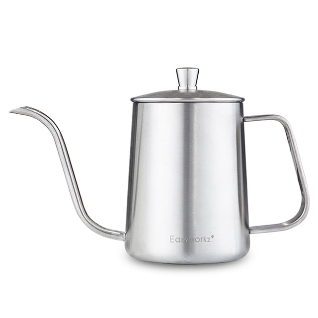 Easyworkz Bouilloire à Col de Cygne pour Café Filtre 20 oz en Acier Inoxydable, Cafetière à Main, Argent Brossé