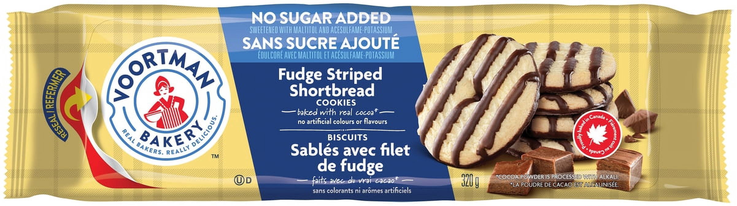 Voortman No Sugar Added Fudge Striped Shortbread Cookies