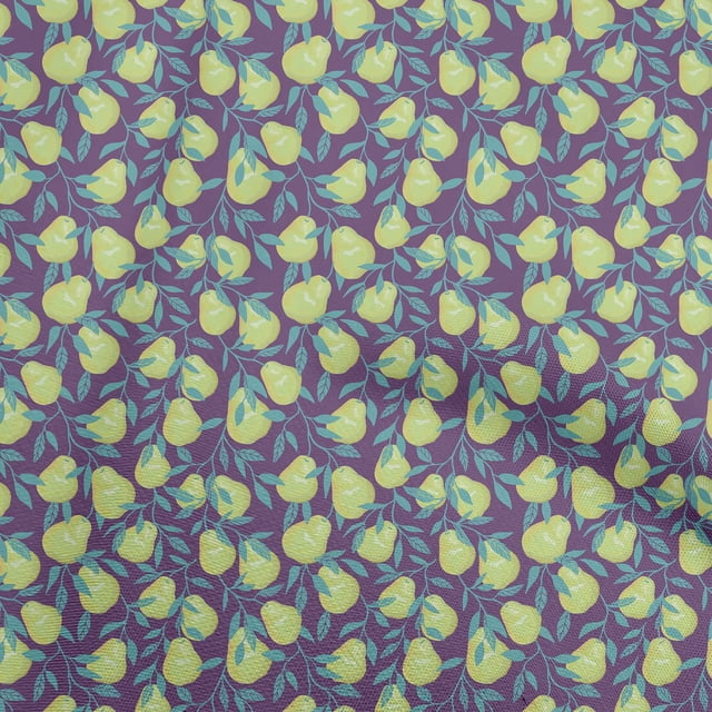 oneOone Rayon Yellow Fabric Pear Sewing Material Print Fabric By The Yard 56 Inch Wide