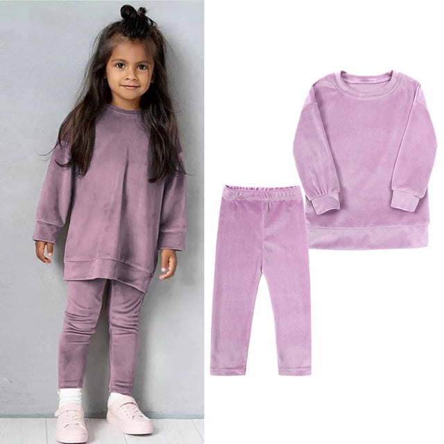 Ensemble Deux Pièces Hiver pour Filles, Col Rond, Manches Longues, Décontracté, Pantalon en Soie Dorée, Grande Taille, Ensemble Deux Pièces en Liquidation