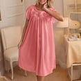 thumbnail image 4 of Sakmal Robe de Nuit Décontractée Moo Moos pour Femmes, Combinaison Rafraîchissante Longueur Genou, Robe de Nuit Rouge à Manches Courtes, Chemises de Nuit Florales pour Femmes, 4 of 9