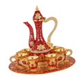 thumbnail image 4 of Ensemble Européen Pichet en Verre Métal Ensemble Vaisselle Antique Turc Ensemble Vintage Doré Rouge, 4 of 9