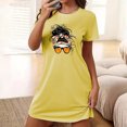 thumbnail image 2 of Birdeem Chemises de Nuit pour Femmes Chemise de Nuit Courte Surdimensionnée pour Femmes Mode Imprimé sur la Poitrine Robe de Nuit à Manches Courtes, 2 of 12