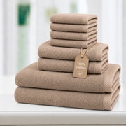 Swift Home 100% Cotton Towel Set, 8 Pieces, Luxuriously Soft, Highly Absorbent, Quick Dry, Taupe