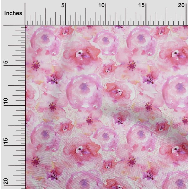 oneOone Tissu Polyester Lycra Tissu à Imprimé Floral Aquarelle BTY 56 Pouces de Large