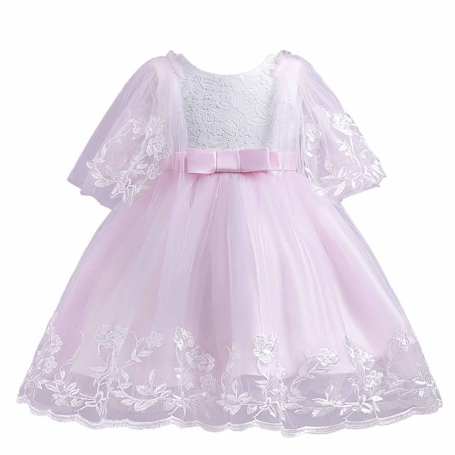 Penkiiy Robe Sans Manches Brodée en Maille pour Filles, Robe de Princesse pour Occasions Spéciales 3-4 Ans Rose en Solde