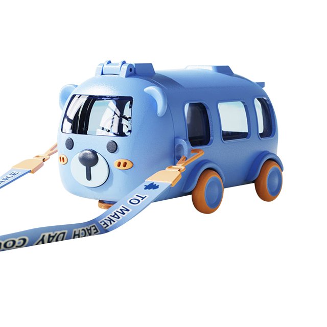 HAOMONZEN Water Bottle with Cute Cartoon Bus Design Removable Fun Toy Water Bottle with Adjustable Shoulder Strap Is Easy To Carry Suitable for Camping Trips Deals Today 2024