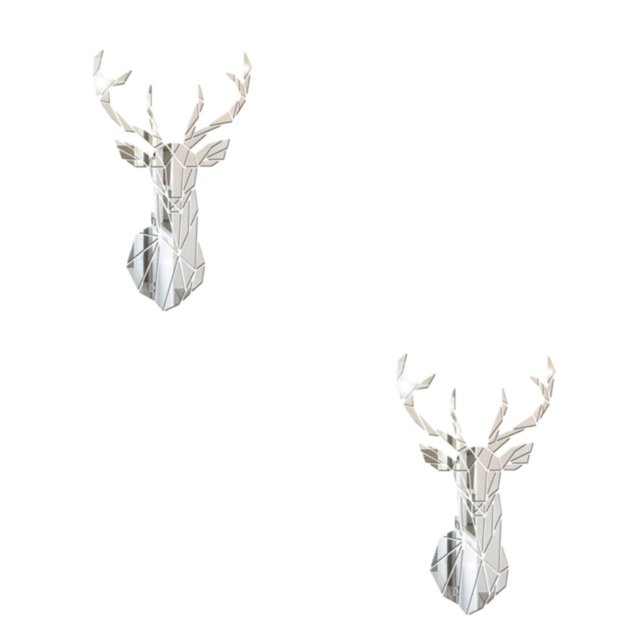 Redempat Living Space With 3D Mirror Deer Wall Sticker Easy To Paste And Remove silver S 2Set