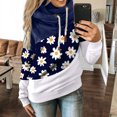 thumbnail image 1 of Women Daisy Printed Long Pullover Hoodies Sleeve Drawstring Hooded Tops Sweats, 1 of 5