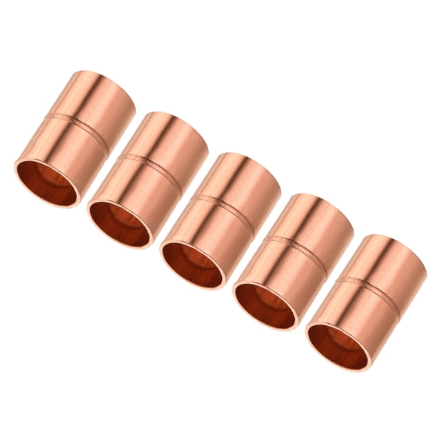 Uxcell Straight Copper Coupling Fittings Welding Joint for HVAC Air Conditioner 5Pcs 3/8 inch