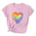 thumbnail image 1 of RKSTN Chemise de Fierté pour Femmes LGBT Coupe Ample Décontractée Tops Égalité Inspirante Été Mignon Cœur Imprimé Manches Courtes Col Rond Chemise de Fierté, 1 of 3