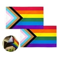 thumbnail image 1 of 2 PCS Progress Pride Flag 3x5 Fts - LGBT Community Support Gay Pride Rainbow Banner, 1 of 5