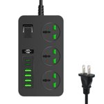 Bande de puissance avec Usb3 Protecteur de la bande de puissance des sorties 3000W Prise de sortie Multi Plug avec 6 Usb Off Botton 78.7In Cord d'extension avec plusieurs sorties usb pour la salle de dortoir de bureau