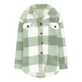thumbnail image 3 of Timegard Womens Jacket Plus Size Plaid Stand Collar Button down Fleece Hooded Jacket Winter Fuzzy Warm Coat, 3 of 4