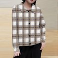 thumbnail image 1 of Mceream Women's Ribbed Knit Shacket Button Down Plaid Jackets Long Sleeve Sweater Shirts Fall Winter Trendy Cardigans Plus Size Winter Warm Outwear Chaqueta De Invierno Para Mujer Khaki XL, 1 of 5
