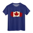 thumbnail image 4 of PMVFHDE Canada Day T-Shirt à Motif Imprimé Feuille d'Érable pour Filles, Manches Courtes, Chemise à Rayures pour Filles, T-Shirt à Manches Courtes pour Filles, T-Shirt d'Été à Col Rond, Coupe Décontractée, Chandails de Base, 4 of 4