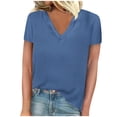 thumbnail image 1 of FAIWAD Womens Summer Tops Short Sleeve V Neck Pullover Shirts Loose Casual Solid Color Basic Tops, 1 of 4