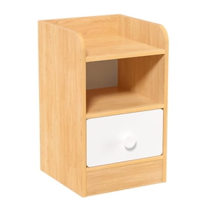 Dianhelloya Wooden Bedside Table with Drawer, Rustic Bedroom Nightstand, End Table with Storage Shelf