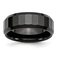 thumbnail image 1 of Ceramic Black Faceted Beveled Edge 8mm Polished Band Size 12.5, 1 of 6