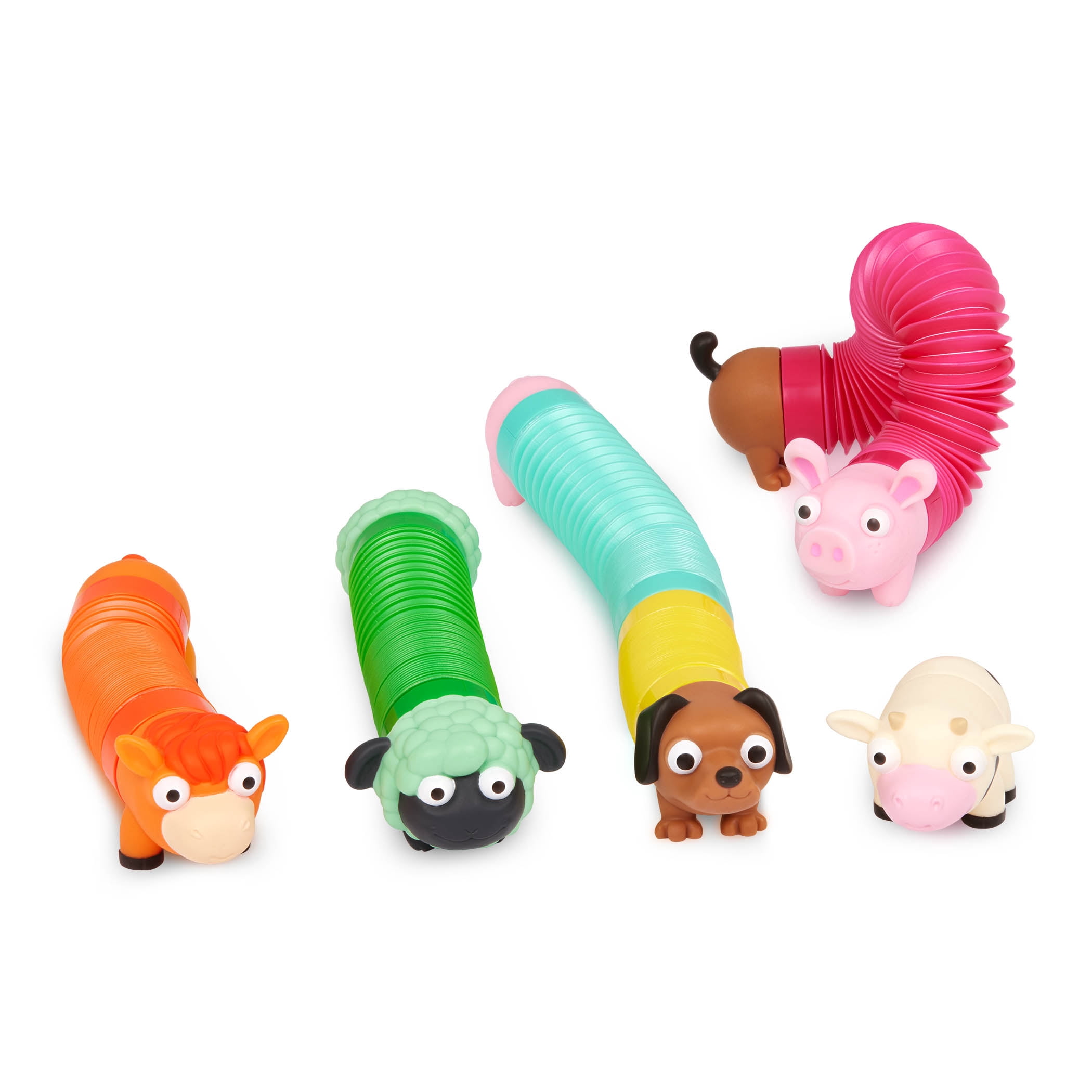Battat Li'l Barn Buddies – Tubes d’animaux de ferme sensoriels (5 pièces), jouets pour tout-petits et enfants d’âge préscolaire.