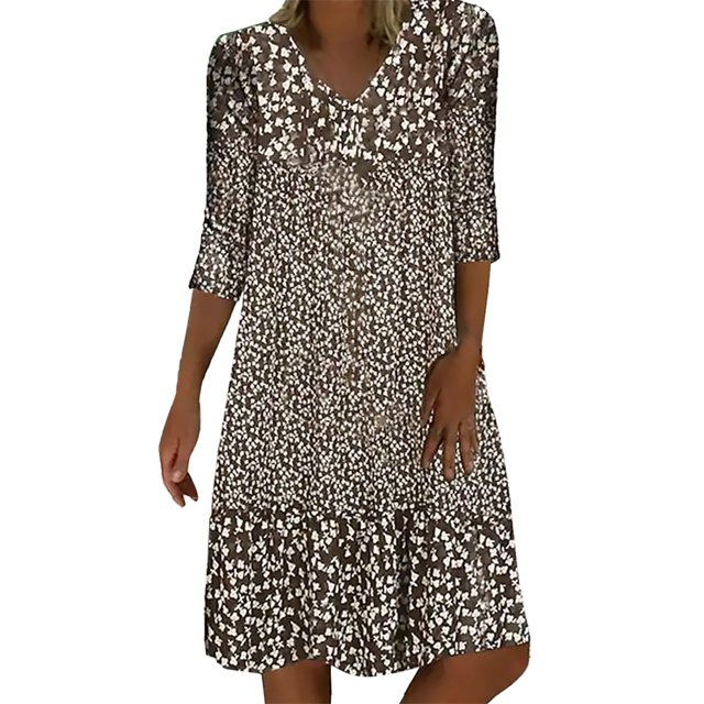 Robe Maxi 2025 pour Femmes Femme Habillée Col Rond à Pois Imprimée Décontractée Robe à Col en V Sans Manches Ligne A Plissée Robes Maxi pour Femmes Été Ample Froncée Fluide Décontractée Robes d'Automne pour Femmes Décontractées Robes Débardeur