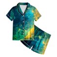 thumbnail image 4 of Curenmufel Pyjama en Soie pour Filles Ensemble de Pyjamas Filles Pjs Manches Courtes 2 Pcs Tenue de Nuit Boutonnée pour Enfants Taille 12-13 (Vert Menthe, 12-13 Ans), 4 of 4