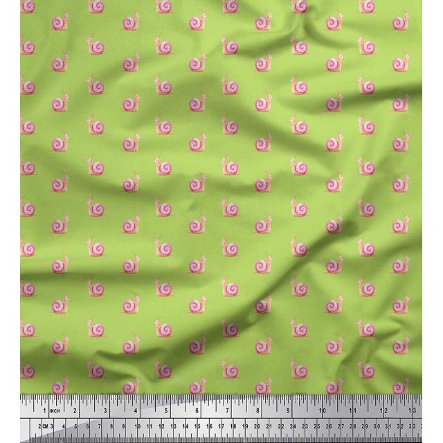Soimoi Tissu Poly Georgette Imprimé d'Insectes Escargots au Mètre 52 Pouces de Large