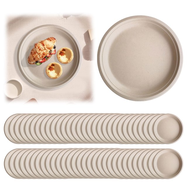 1PC Stainless Steel Cutlery Set Compostable Paper Plates Heavy Duty 60 Pack Biodegradable Disposable Plates Disposable Dinner Plates Made Of Natural Sugarcane Wheat ,Microwave Table Chargers