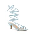 thumbnail image 1 of BLISSFUL STEP Sandales à Petits Talons à Brides et à Lacets pour Femme Bleu Ciel (Taille 7,5), 1 of 7