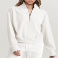 thumbnail image 2 of Solid Color Stand Collar Zipper Women‘s Loose Sweatshirt, 2 of 9