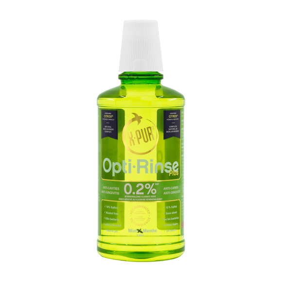 X-PUR Opti-Rinse 0,2 % Rince-Bouche – Sans Alcool, Mint, avec Citrox® et Xylitol. Combat les Caries, la plaque et Renforce l'Émail. 1 L.