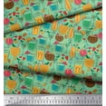 thumbnail image 2 of Soimoi Modal Satin Fabric Straw,Glass & Coconut Drink Summer Designs Print Sewing Fabric Yard 42 Inch Wide, 2 of 3