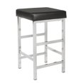 thumbnail image 1 of 26" Backless Stool in Black Fabric with Polished Chromes Legs, 1 of 5