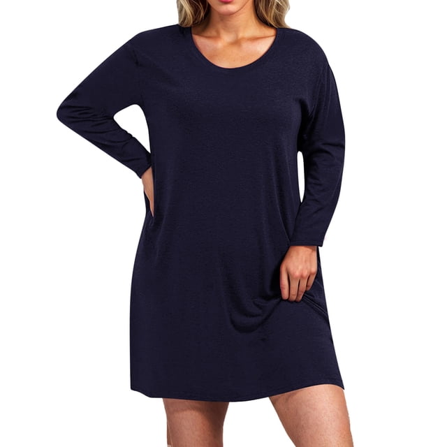 Ixbnca Robe pour Femme Grande Taille Col Rond Manches Courtes Robes T-Shirt Décontractées Amples Été Robe Courte