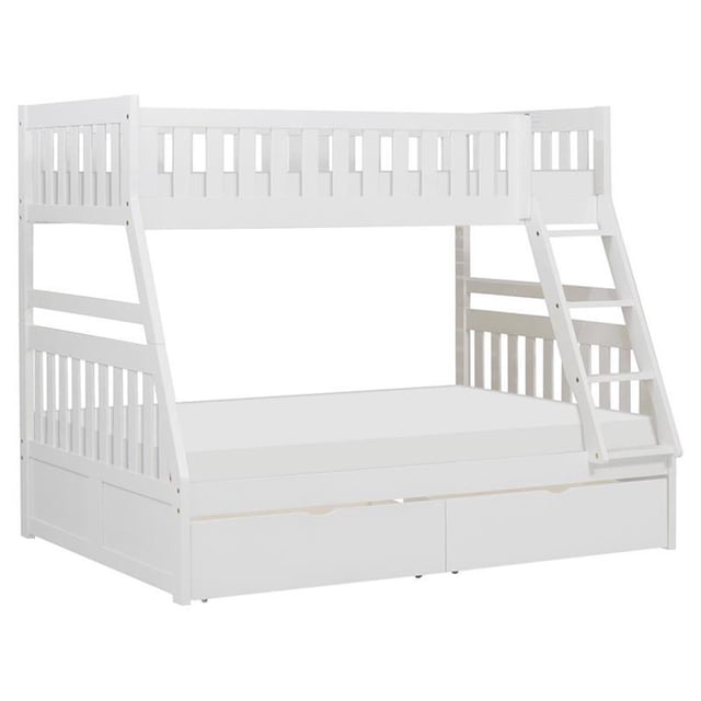 Lexicon Galen 2-Storage Boxes Transitional Wood Twin over Full Bunk Bed in White