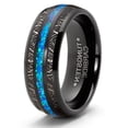 thumbnail image 2 of Tungsten Carbide Mens Wedding Band Blue Titanium Shaving Inlay Engagement Ring Black, 2 of 3