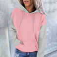 thumbnail image 2 of MeetoTime Women's Color Block Hoodie Fall Fleece Long Sleeve Crew Neck Oversized Hooded Sweatshirt Pullover Tops, 2 of 6