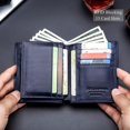 thumbnail image 4 of BULLCAPTAIN Large Capacity RFID Blocking Genuine Leather Wallet Black QB-027, 4 of 6