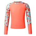 thumbnail image 1 of Riismen Kids Girls UPF 50+ Long Sleeve Swim Shirt Sun Protection Rash Guard Beach Tops Swimming Bathing Suits Orange 8, 1 of 7