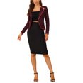 thumbnail image 2 of INSPIRE CHIC Blazer Mince à Rayures pour Femme à Revers Cranté Décoré de Boutons S Rouge Bleu, 2 of 5