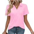 thumbnail image 1 of Ailaofu T-Shirts à Manches Courtes à Col en V pour Femmes, Hauts d'Été à Col, T-Shirts Décontractés Amples, 1 of 7